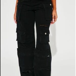 Fashion Nova Black Cargo Boot Cut Pants